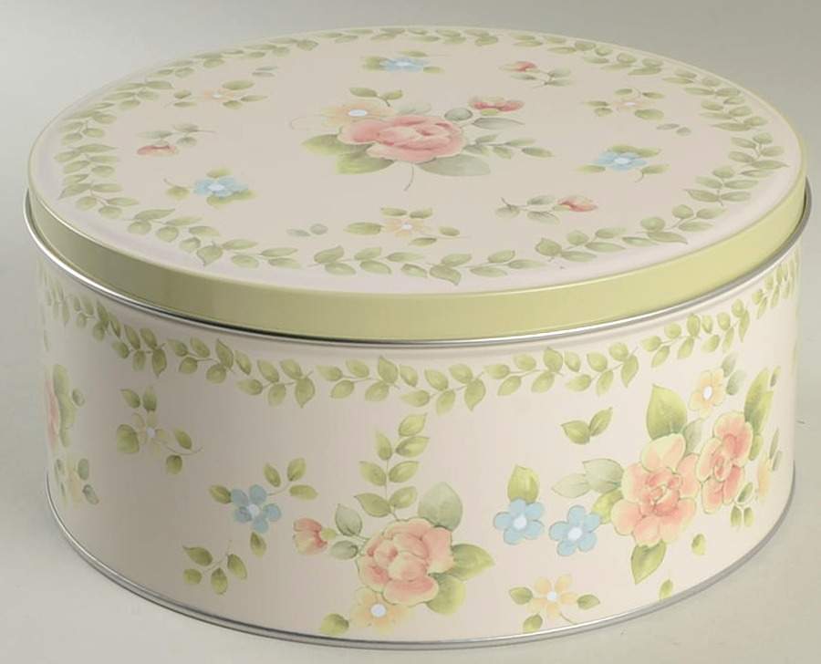 Tea Rose Medium Round Storage Tin & Lid by Pfaltzgraff-1
