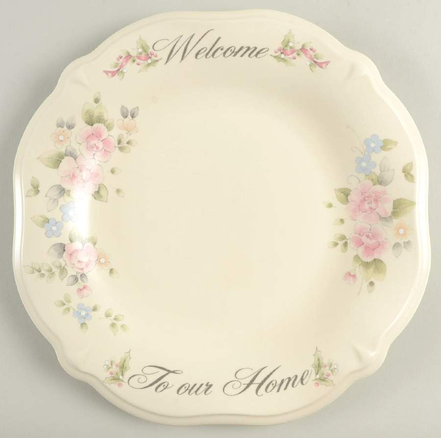 Tea Rose Sculpted Tray "Welcome" by Pfaltzgraff-1