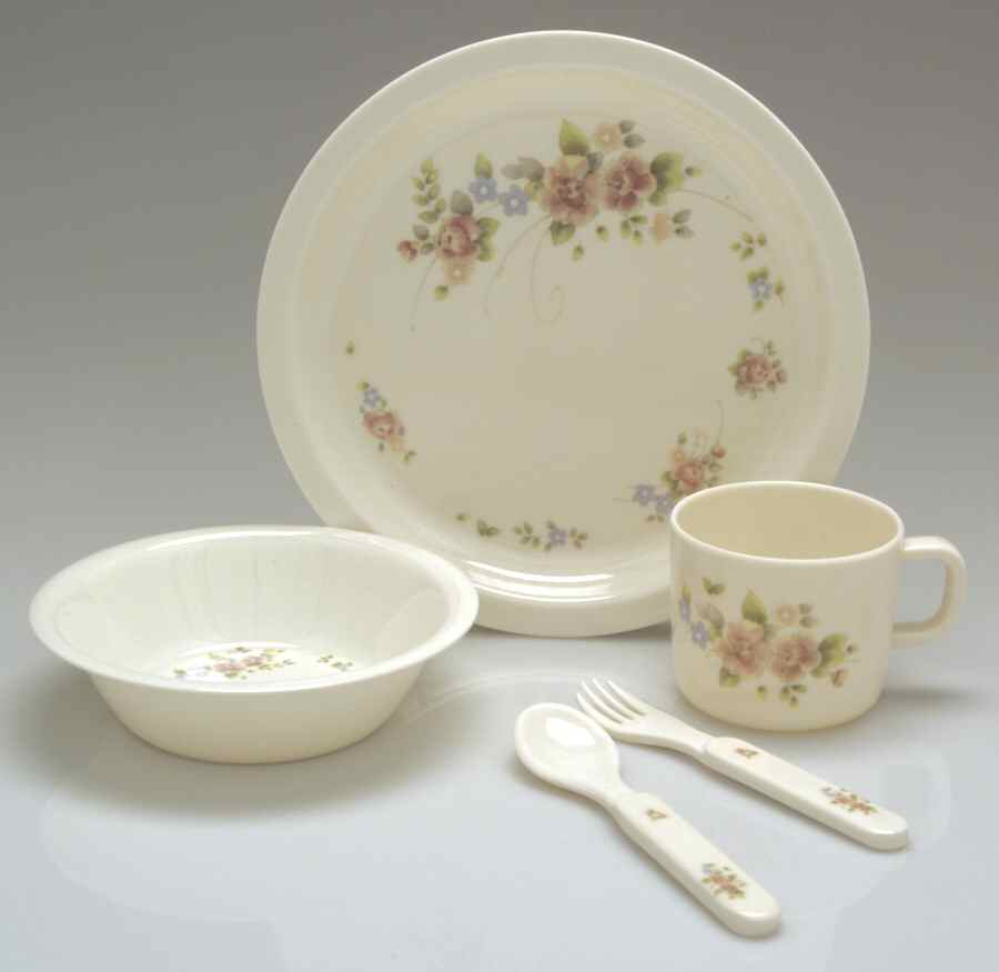 Tea Rose (5 Piece) Melamine Kid's Set by Pfaltzgraff-1