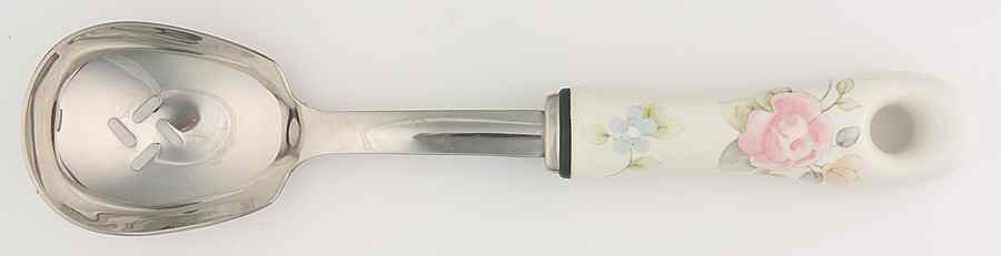 Tea Rose Slotted Serving Spoon with Stainless Bowl by Pfaltzgraff-1