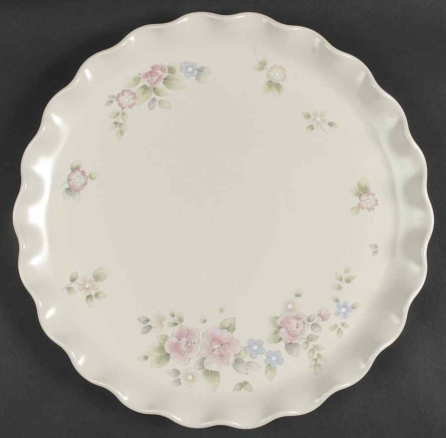 Tea Rose Fluted Cake Plate by Pfaltzgraff-1