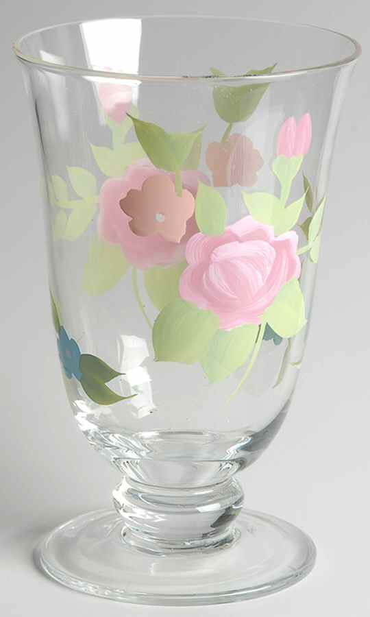 Tea Rose 18 Oz Handpainted Glass Footed Iced Tea by Pfaltzgraff-1
