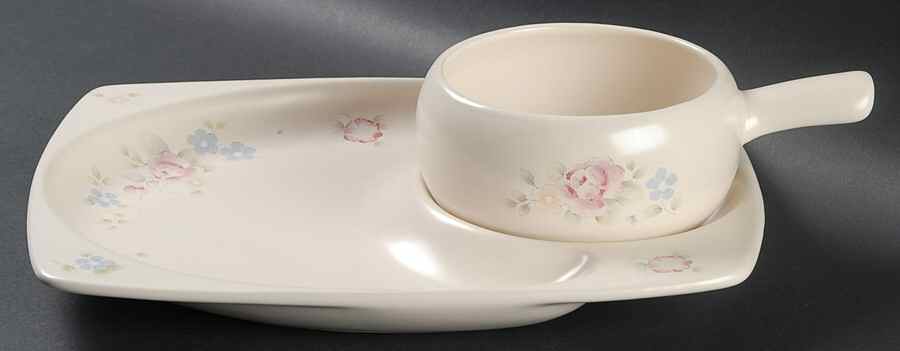 Tea Rose Snack Set with 11" (SNTR11) Tray & Stick Handle Soup (SOH) by Pfaltzgraff-1