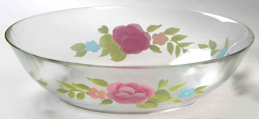 Tea Rose Individual Hand Painted Glass Salad Bowl by Pfaltzgraff-1