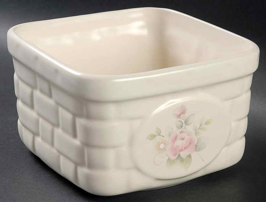 Tea Rose Square Basket by Pfaltzgraff-1