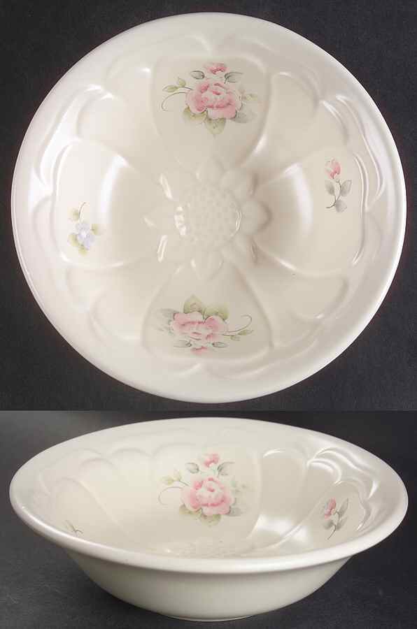 Tea Rose 7" Floral Embossed Bowl by Pfaltzgraff-1