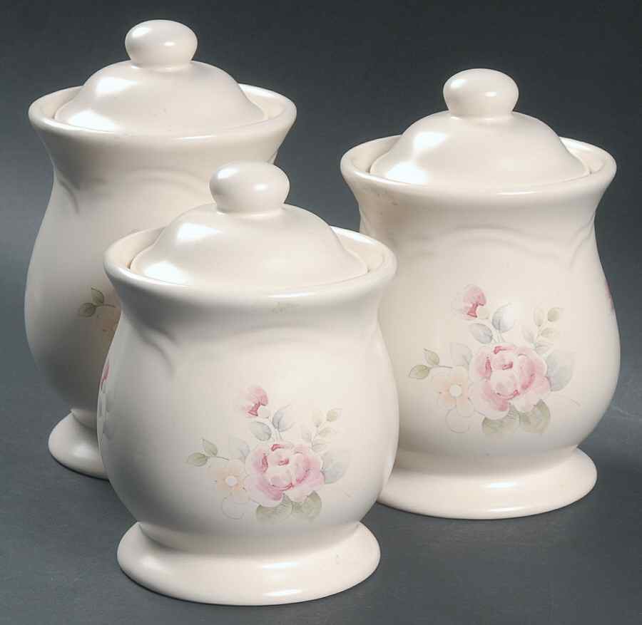 Tea Rose (3 Piece) Canister Set (2 Sizes of 4" & 5") by Pfaltzgraff-1