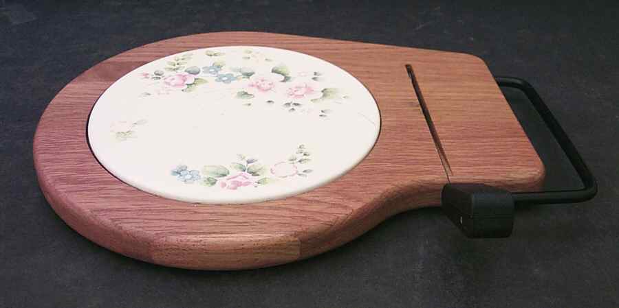 Tea Rose Cheese Board (1 Tile and Slicer) by Pfaltzgraff-1