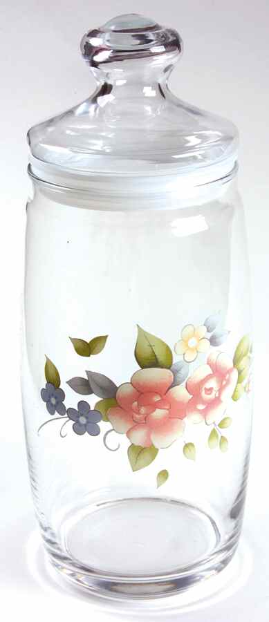 Tea Rose Large Glassware Canister by Pfaltzgraff-1