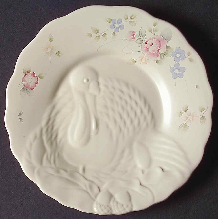 Tea Rose Turkey Embossed Buffet Plate by Pfaltzgraff-1