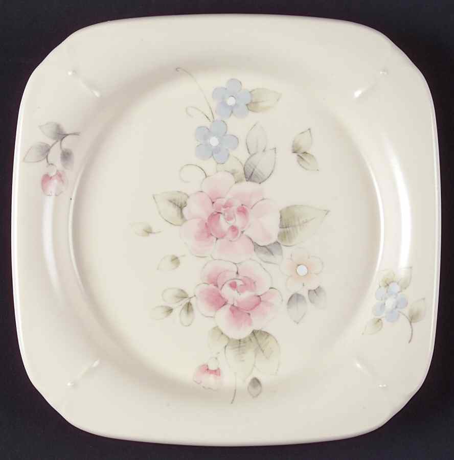 Tea Rose Square Candle Plate by Pfaltzgraff-1