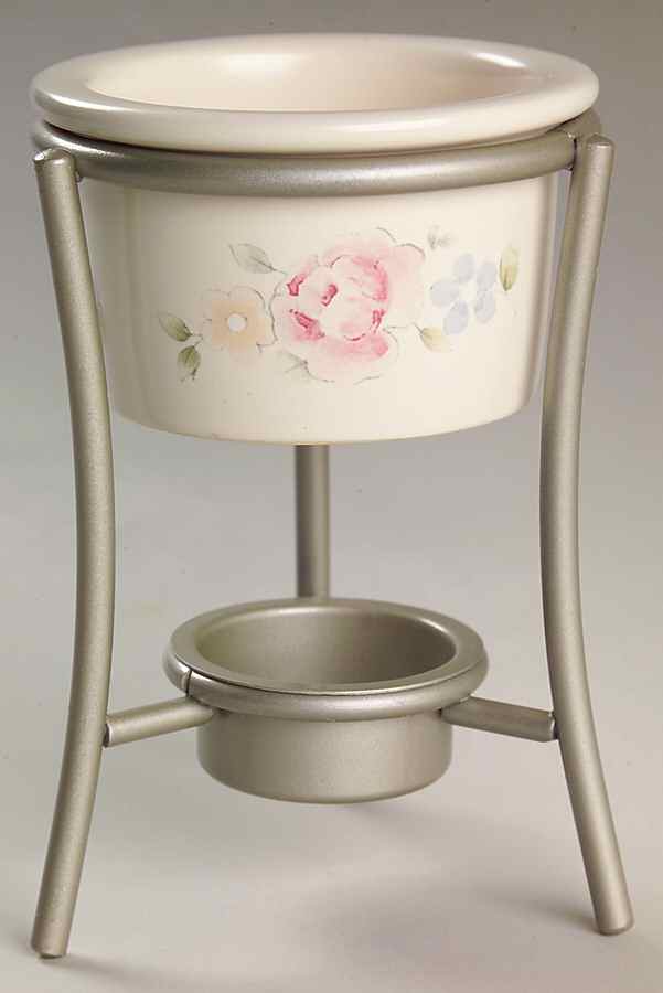 Tea Rose Butter Warmer with Metal Stand by Pfaltzgraff-1