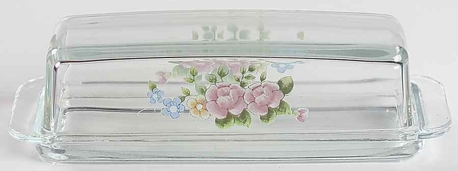 Tea Rose Glassware 1/4 Lb Butter by Pfaltzgraff-1