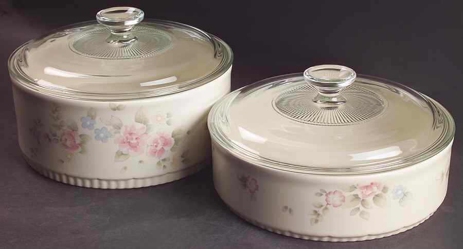 Tea Rose 4-Piece Bakeware Set (2 Bakers with Lids) by Pfaltzgraff-1