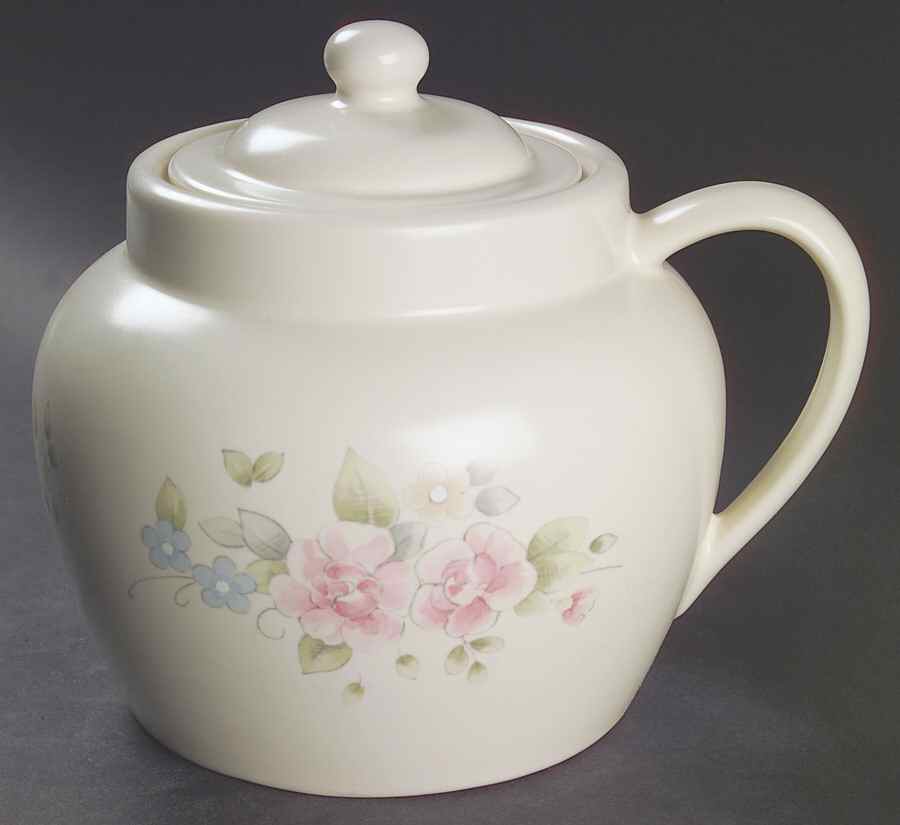 Tea Rose Bean Pot & Lid by Pfaltzgraff-1