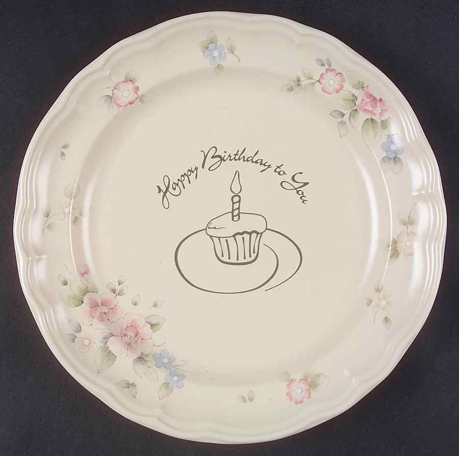 Tea Rose "Happy Birthday" Dinner Plate by Pfaltzgraff-1