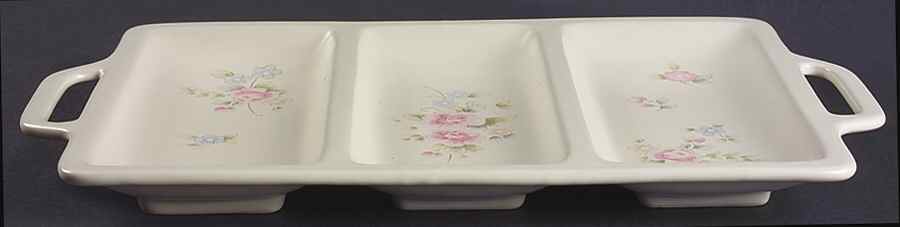 Tea Rose Divided 3 Part Handled Rectangular Server by Pfaltzgraff-1