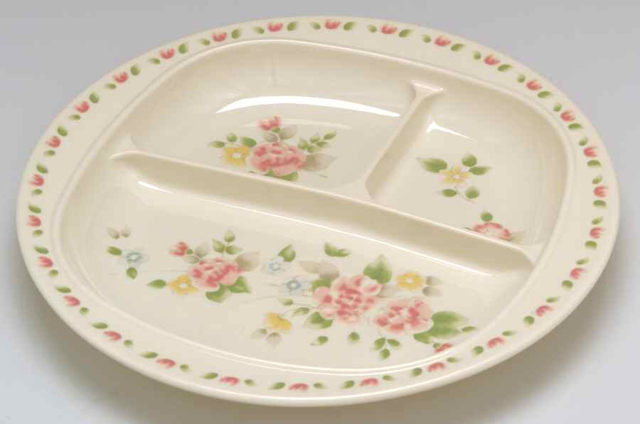 Tea Rose Melamine Adult Divided Plate by Pfaltzgraff-1