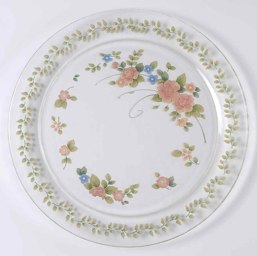Tea Rose Round Glassware Platter by Pfaltzgraff-1