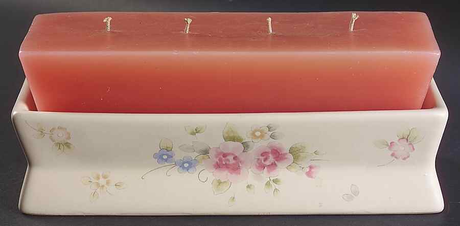 Tea Rose 4 Wick Brick Candle Set by Pfaltzgraff-1