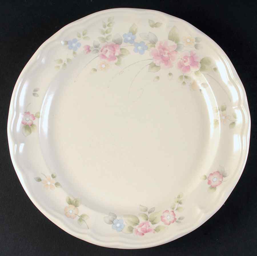 Tea Rose Dinner Plate with 15h Anniversary Backstamp by Pfaltzgraff-1