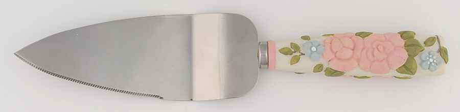 Tea Rose Resin Handle Cake Server by Pfaltzgraff-1