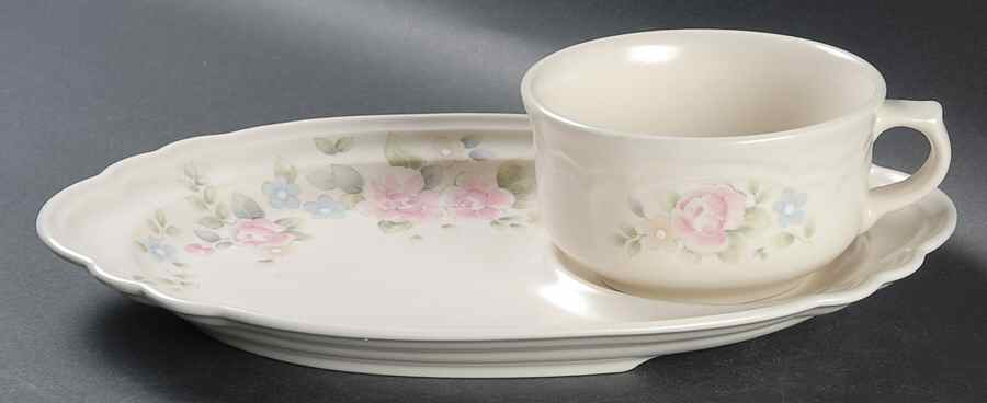 Tea Rose Snack Tray & Soup Mug Set by Pfaltzgraff-1