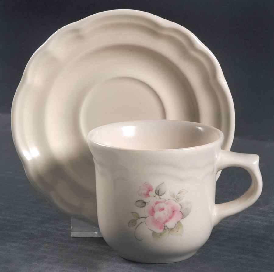 Tea Rose Flat Demitasse Cup & Saucer Set by Pfaltzgraff-1