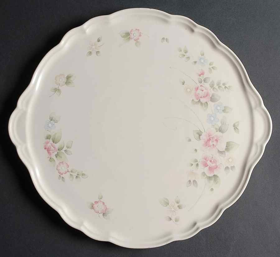Tea Rose Handled Cake Plate by Pfaltzgraff-1