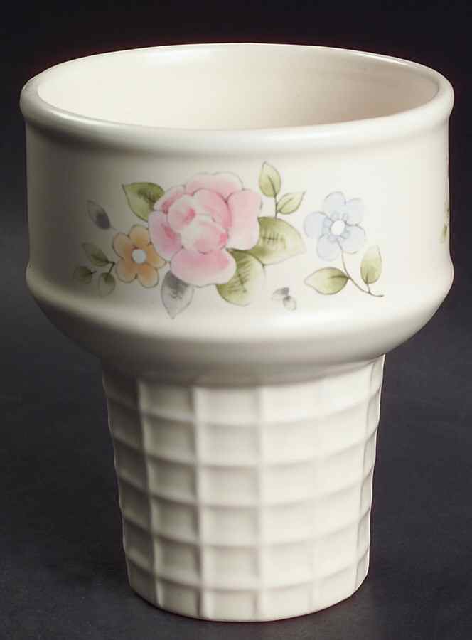 Tea Rose Ice Cream Cone Shaped Dish by Pfaltzgraff-1