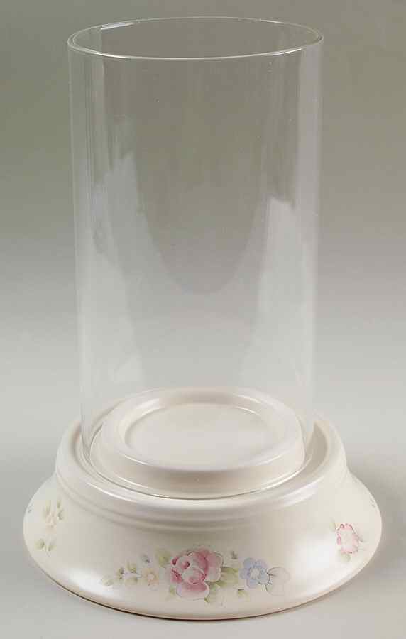 Tea Rose Hurricane Lamp/Centerpiece & Globe by Pfaltzgraff-1