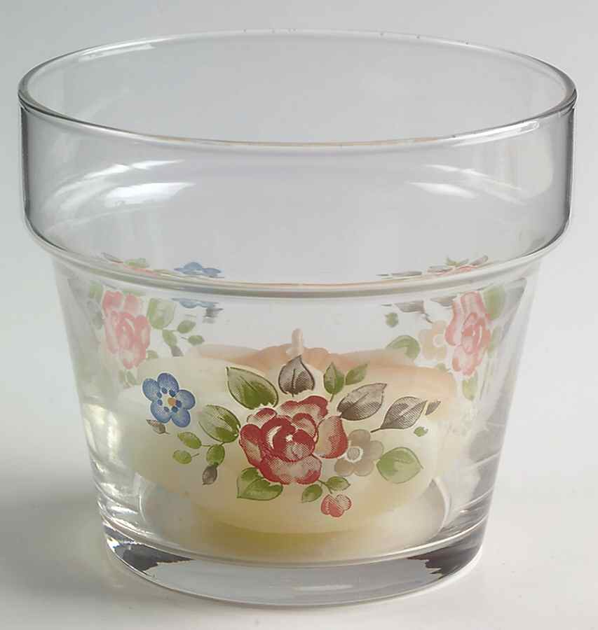 Tea Rose Glass Flower Pot Float Candle by Pfaltzgraff-1