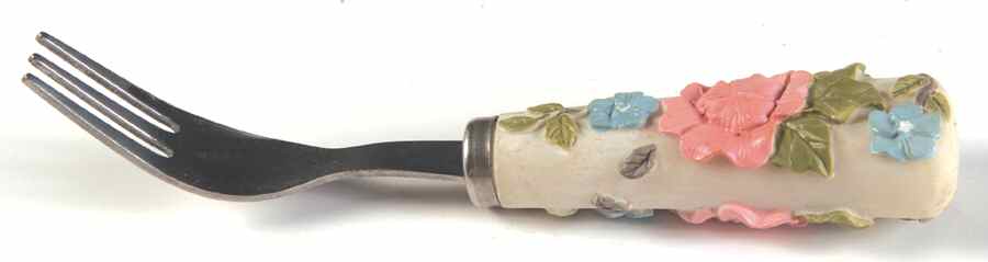 Tea Rose Resin Handle Hors d'Oeuvre Fork by Pfaltzgraff-1