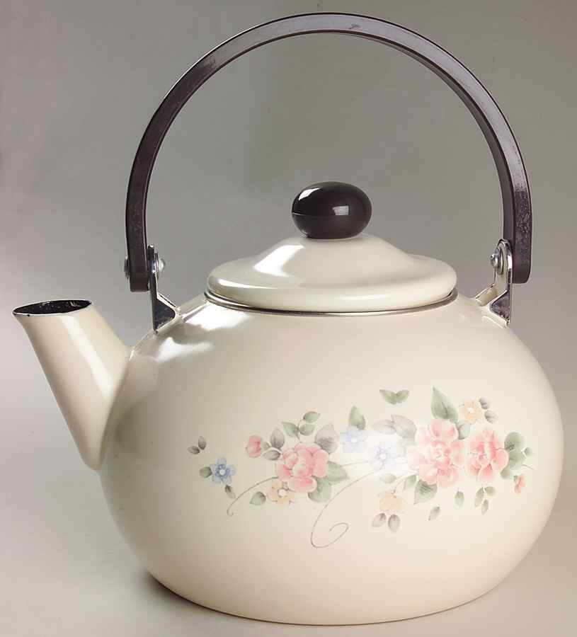 Tea Rose Metal Kettle & Lid by Pfaltzgraff-1