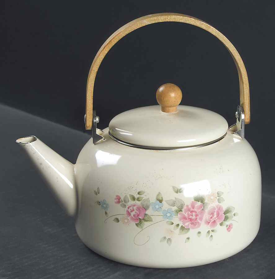 Tea Rose Metal Kettle & Lid by Pfaltzgraff-1