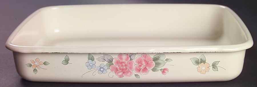 Tea Rose 11" Metal Rectangular Baker by Pfaltzgraff-1