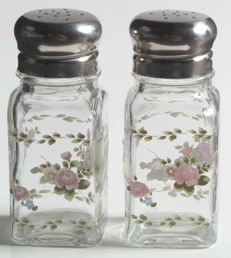 Tea Rose Glassware Salt and Pepper Set by Pfaltzgraff-1