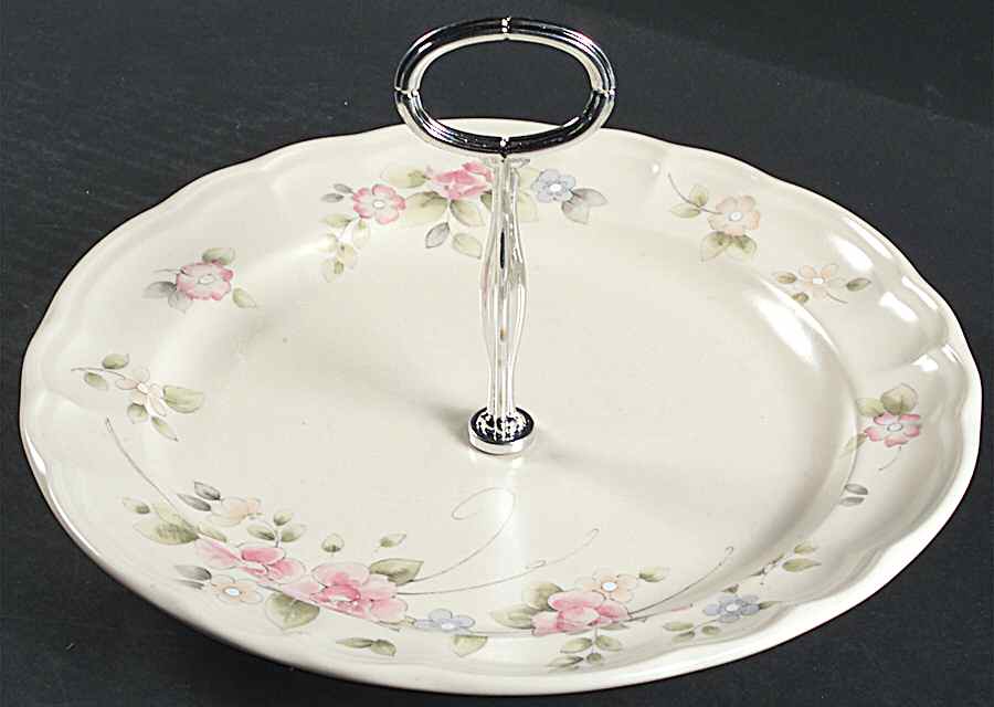 Tea Rose Round Serving Plate with Center Handle (Dp) Hc by Pfaltzgraff-1