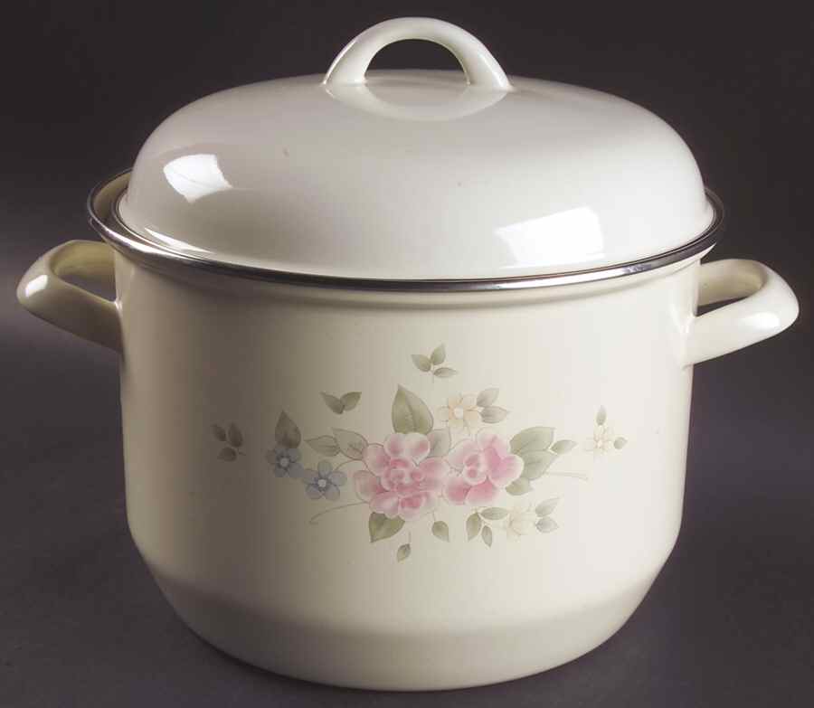 Tea Rose 7 Quart Stockpot Metal with Steamer by Pfaltzgraff-1