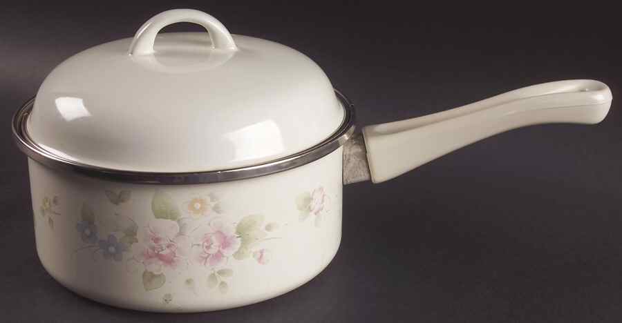 Tea Rose 2 Quart Metal Covered Saucepan by Pfaltzgraff-1