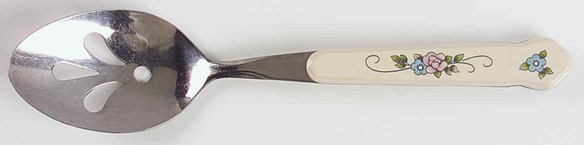 Tea Rose Pierced Tablespoon (Serving Spoon) by Pfaltzgraff-1