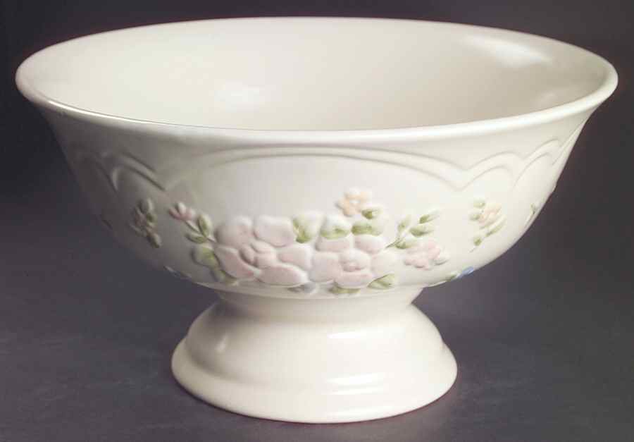 Tea Rose Sculptured Pedestal Bowl by Pfaltzgraff-1
