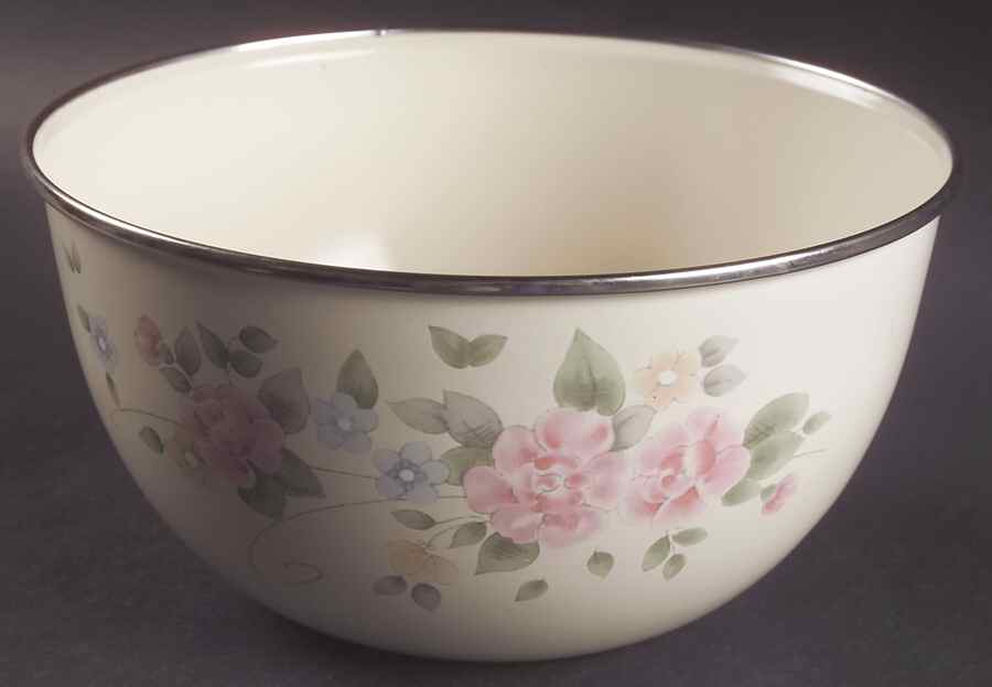 Tea Rose 8" Metal Mixing Bowl by Pfaltzgraff-1