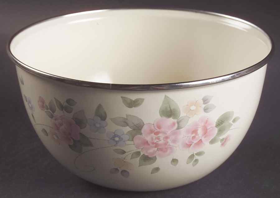 Tea Rose 7" Metal Mixing Bowl by Pfaltzgraff-1