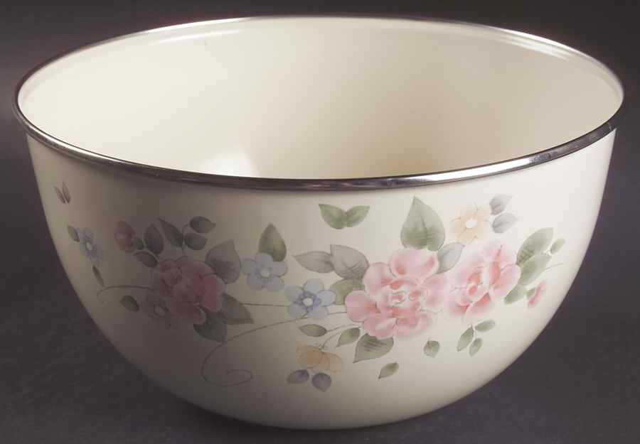 Tea Rose 8.75" Metal Mixing Bowl by Pfaltzgraff-1