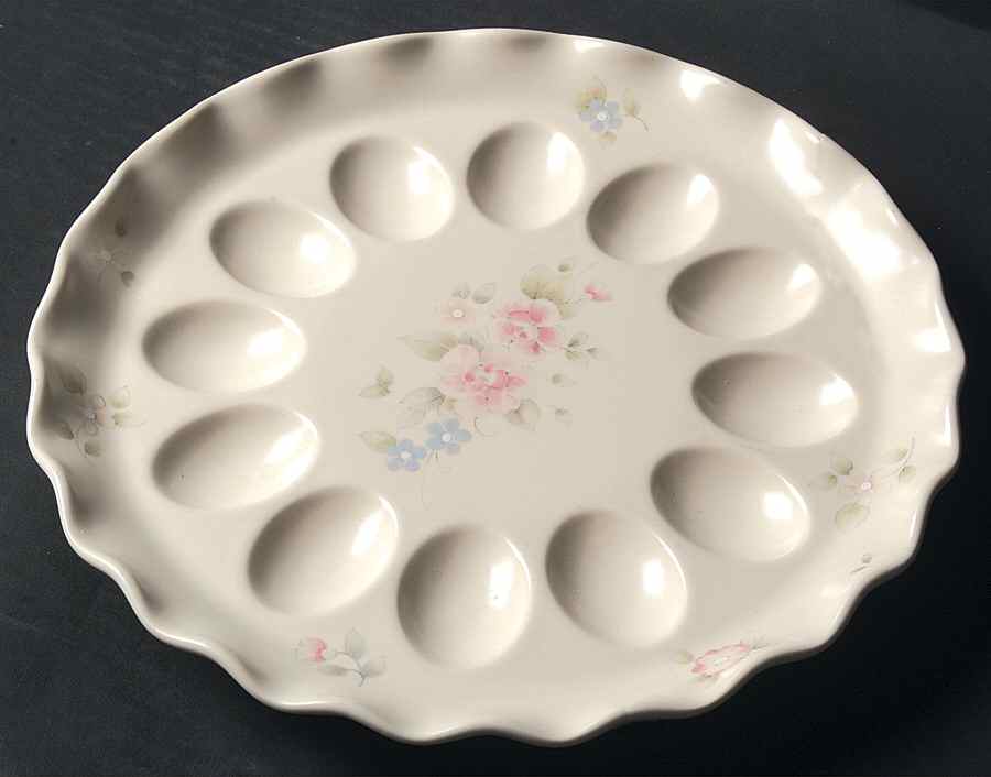 Tea Rose Fluted Deviled Egg Plate by Pfaltzgraff-1