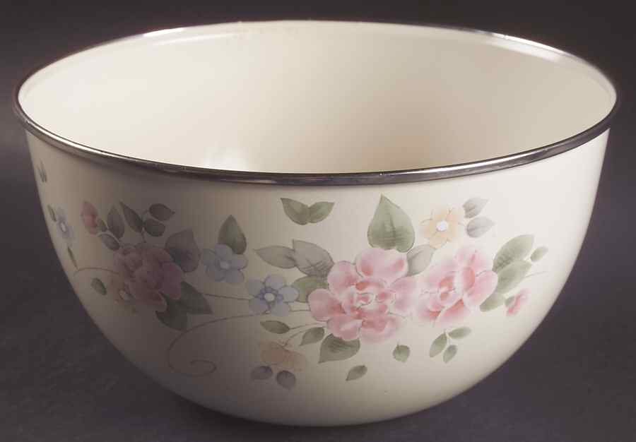 Tea Rose 9" Metal Mixing Bowl by Pfaltzgraff-1
