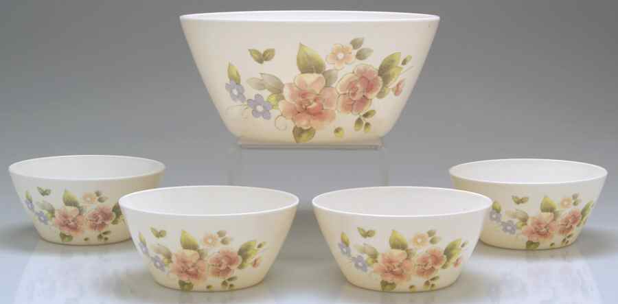Tea Rose Melamine 5pc Salad Set (4sabi6m + Sab10m) by Pfaltzgraff-1