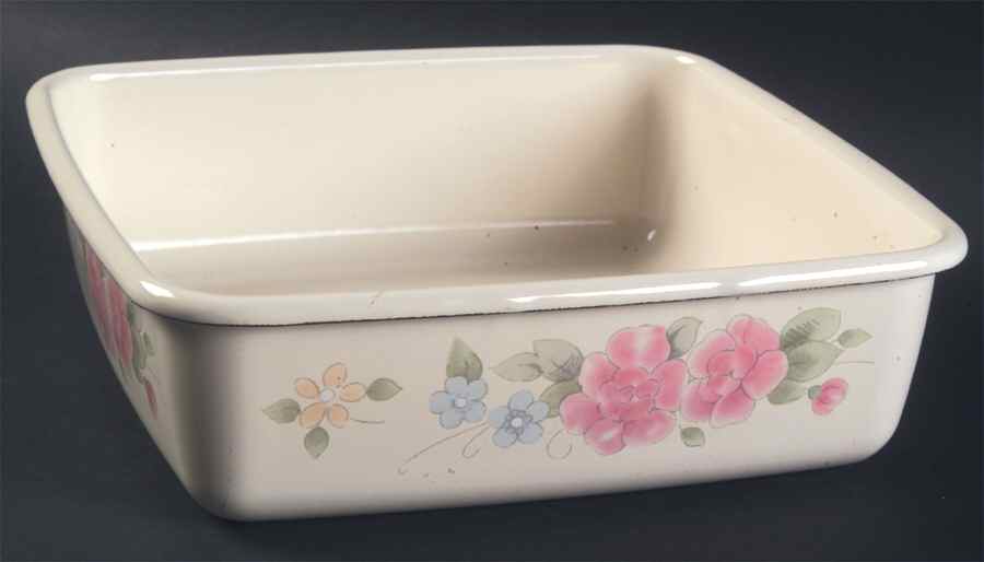 Tea Rose 8" Metal Square Baker by Pfaltzgraff-1