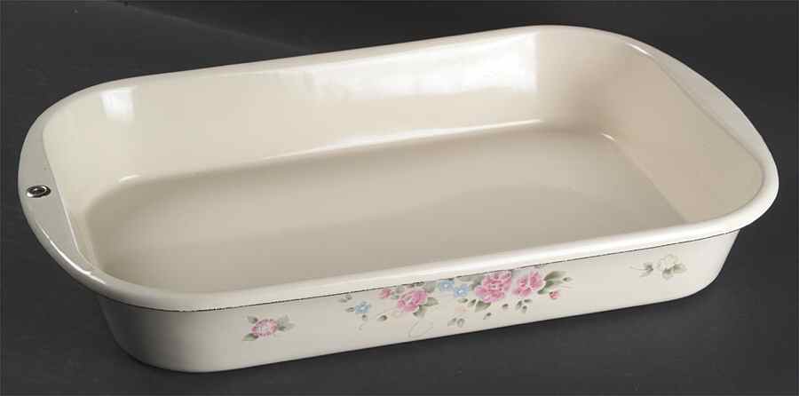 Tea Rose 15" Metal Rectangular Baker by Pfaltzgraff-1